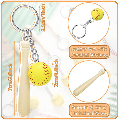 Custom Softball Keychain with Bat & Ball Accessory