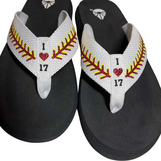 Personalized Softball Flip Flops | Custom Softball Sandals / Softball Team Flip Flops | Softball Game Day Shoes | Softball Mom Accessory