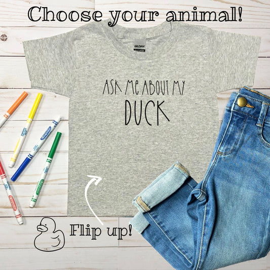 Custom Ask Me About My (animal) Tee Shirt | Fun Toddler Tee | Toddler Favorite Thing Shirt | Second Birthday Shirt | Farm Animal Shirt