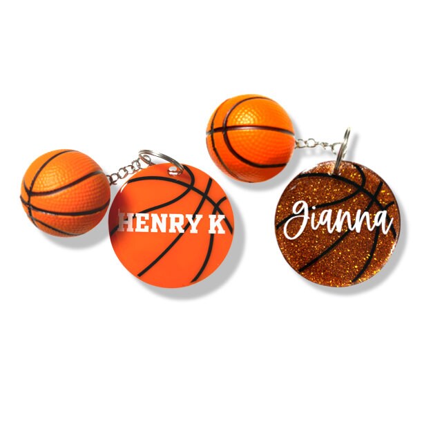 Personalized Basketball Keychain With Ball Accessory - 2.5 inch | Custom Basketball Bag Tag | Basketball Coach Gift | Basketball Team Gift