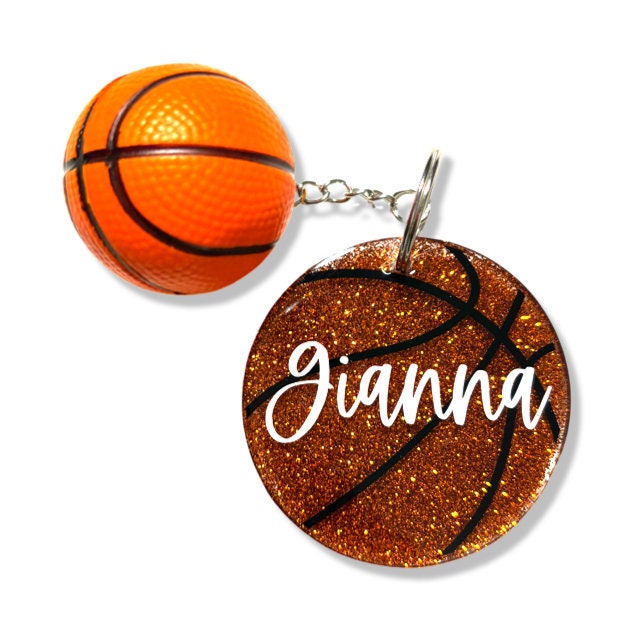 Personalized Basketball Keychain With Ball Accessory - 2.5 inch | Custom Basketball Bag Tag | Basketball Coach Gift | Basketball Team Gift