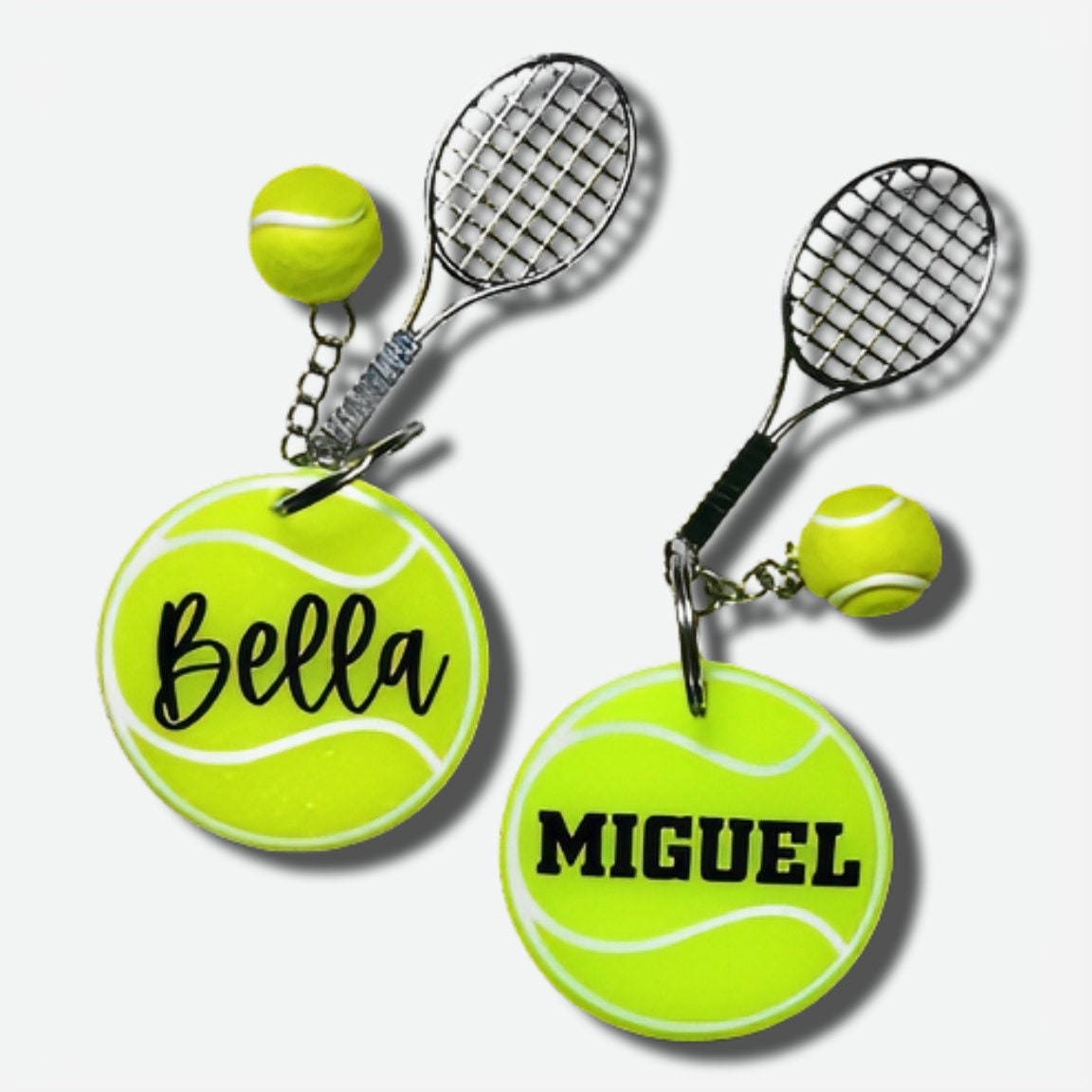 Personalized Tennis Keychain With Racket And Ball | 2.5 Inch