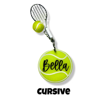 Personalized Tennis Keychain With Racket And Ball | 2.5 Inch