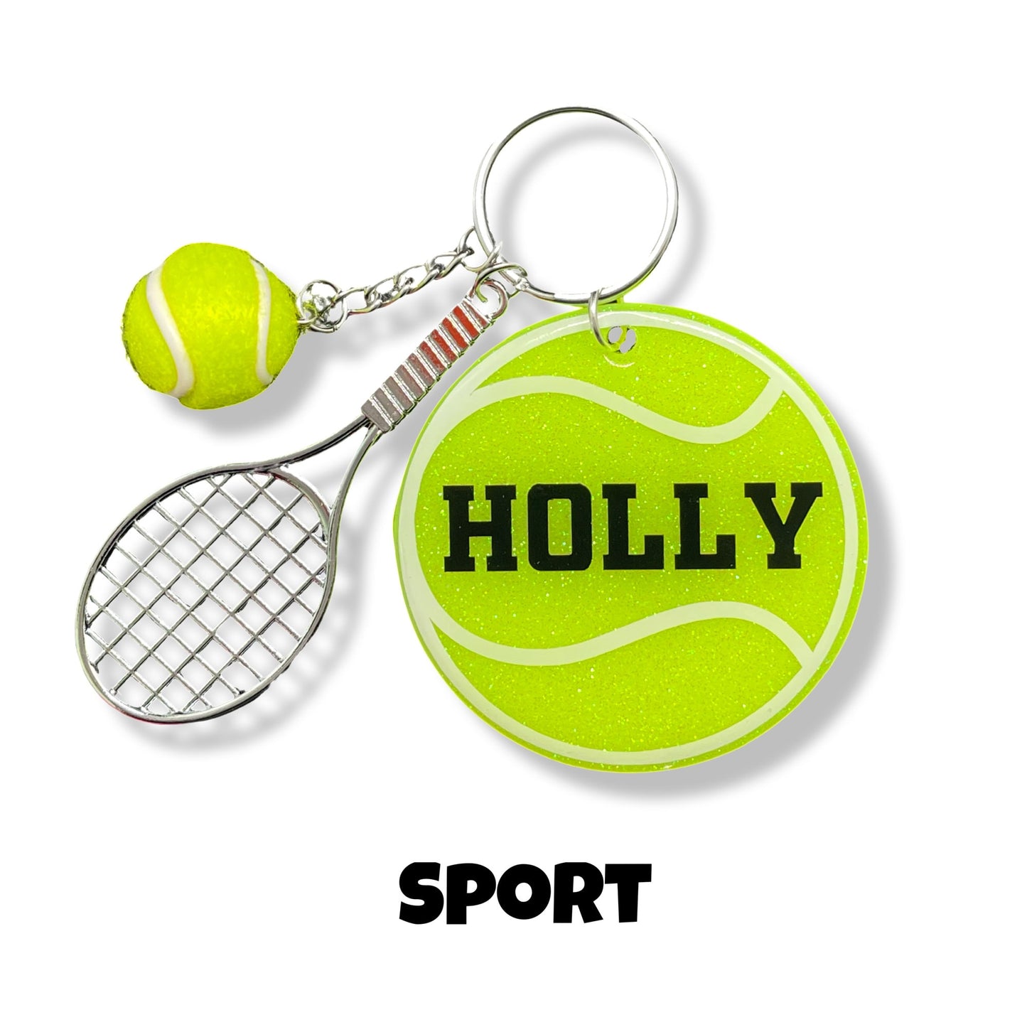 Personalized Tennis Keychain With Racket And Ball | 2.5 Inch