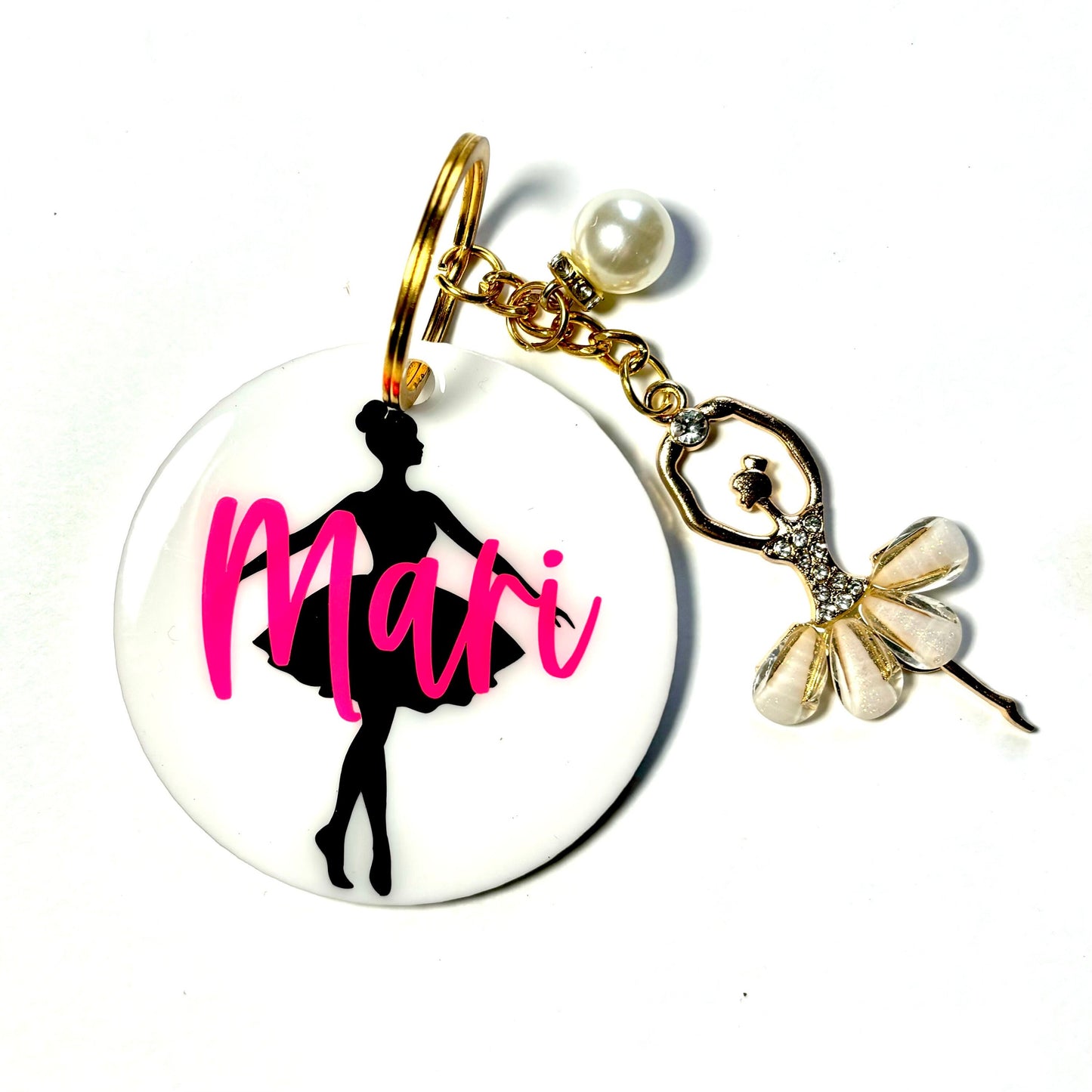 Personalized Ballerina Keychain With Dancer Accessory - 2.5 Inch | Personalized Dance Gift  | Dance Coach Gift | Custom Dance Accessory