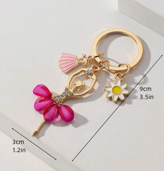 Personalized Ballerina Keychain With Dancer Accessory - 2.5 Inch | Personalized Dance Gift  | Dance Coach Gift | Custom Dance Accessory