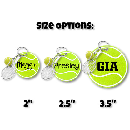 Custom Tennis Keychain with Racket & Ball Accessory | Tennis Player Gift | Tennis Team Gift | Coach Gift | Tennis Accessory | Racket Bag Tag