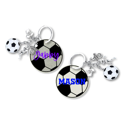 Personalized Soccer Keychain With Accessory | Soccer Player Gift | Soccer Gift |  Coach Gift | Soccer Team Gift | Custom Soccer Bag Tag