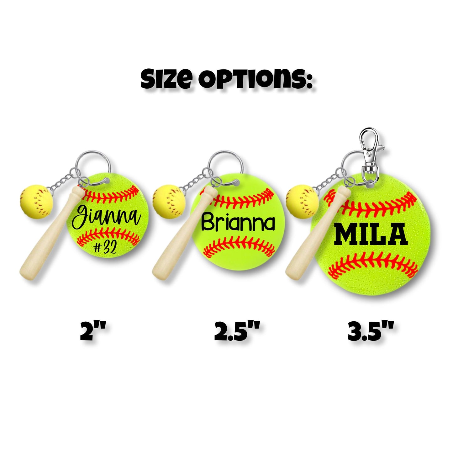 Custom Softball Keychain with Bat & Ball Accessory