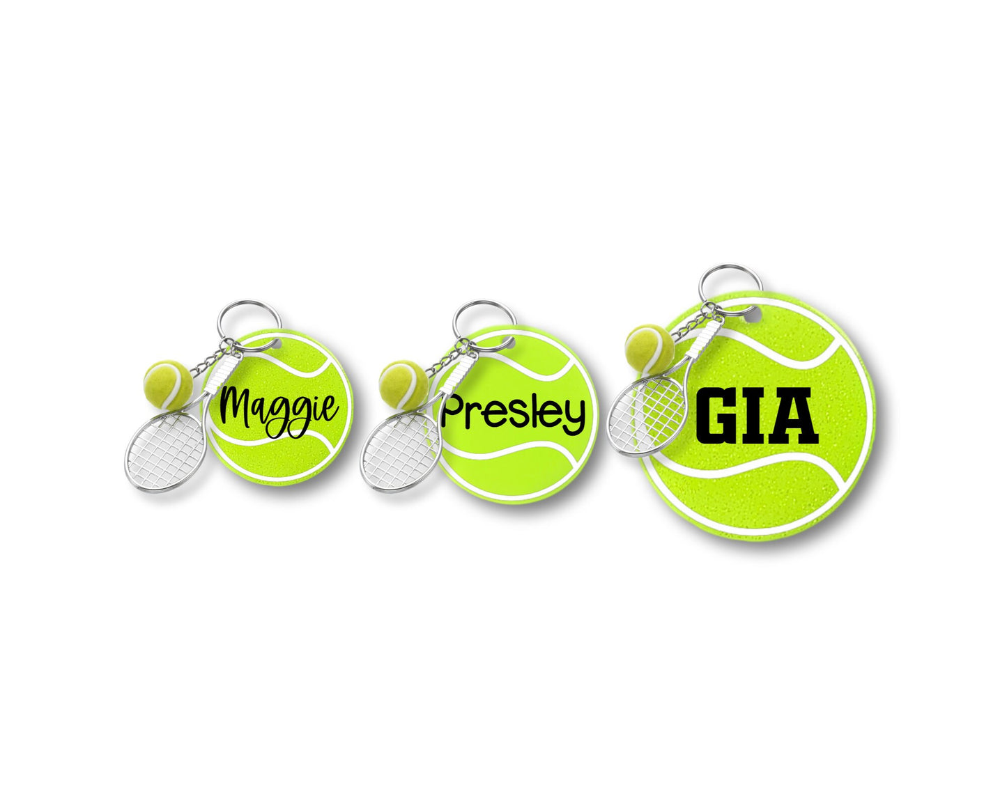 Custom Tennis Keychain with Racket & Ball Accessory | Tennis Player Gift | Tennis Team Gift | Coach Gift | Tennis Accessory | Racket Bag Tag