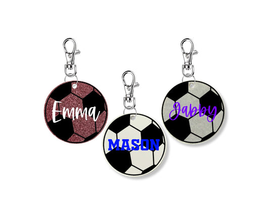 Personalized Soccer Keychain - 2 Inch | Custom Soccer Name Tag | Soccer Player Gift | Soccer Team Gift | Soccer Coach Gift | Soccer Bag Tag