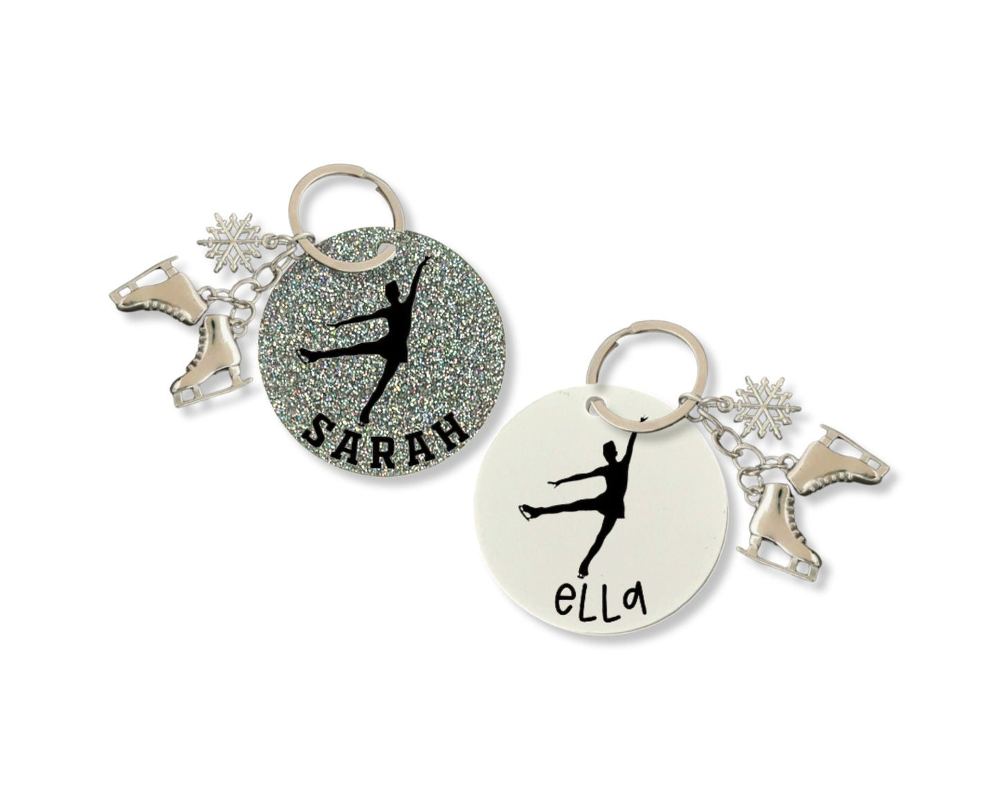 Personalized Figure Skating Keychain With Ice Skate Attachment - 2 Inch, Figure Skating Accessory, Ice Skate Keychain, Figure Skater Gift