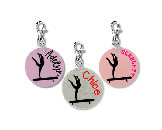 Personalized Gymnastics Keychain - 2 Inch | Custom Gymnastics Bag Tag | Personalized Gymnast Gift |  Coach Gift | Gymnastics Team Gift