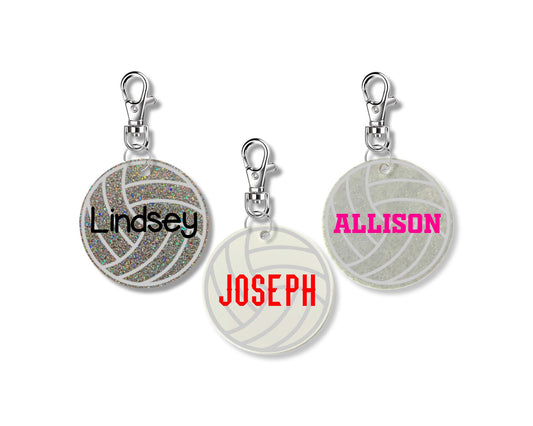 Personalized Volleyball Keychain - 2 Inch, Custom Volleyball Name Tag, Volleyball Coach Gift, Volleyball Bag Tag, Volleyball Accessory