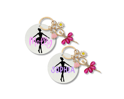 Personalized Ballerina Keychain With Dancer Accessory - 2.5 Inch | Personalized Dance Gift  | Dance Coach Gift | Custom Dance Accessory