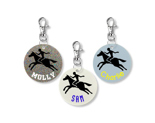 Personalized Horseback Riding Keychain - 2 Inch | Custom Rider Accessory | Horseback Rider Gift | Horseback Riding Bag Tag | Horse Keychain