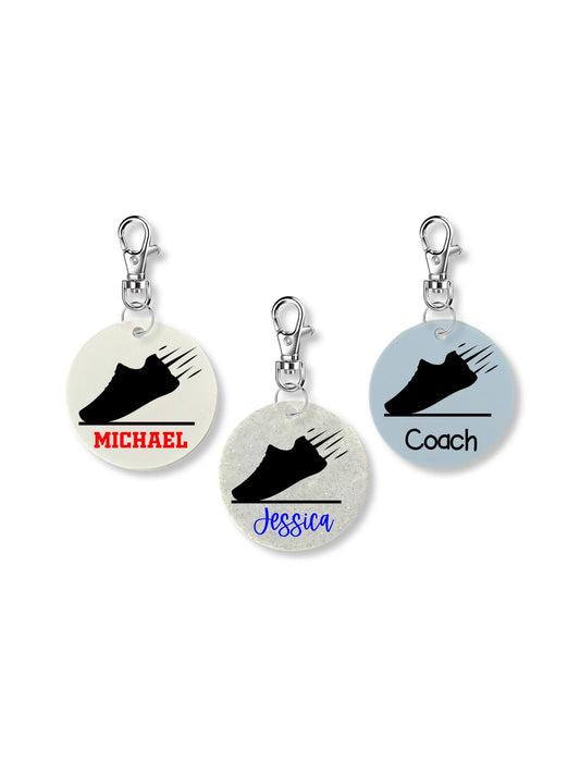 Personalized Running Keychain - 2 Inch | Custom Running Accessory | Personalized Race Team Gift | Running Coach Gift | Running Bag Tag