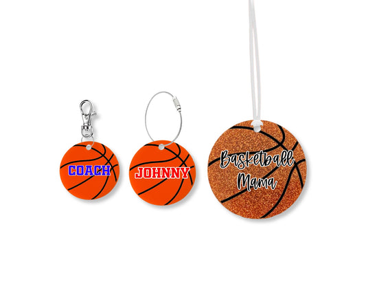 Personalized Basketball Keychain Or Bag Tag | Custom Basketball Accessory | Basketball Coach Gift | Basketball Team Gift | Custom Bag Tag