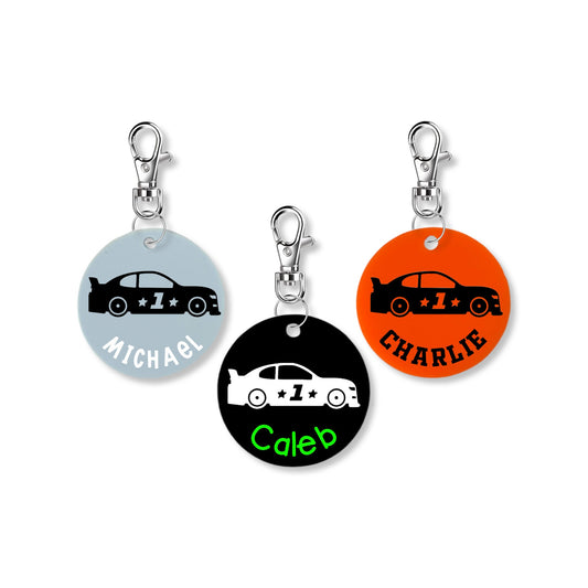 Personalized Race Car Keychain - 2 Inch | Custom Race Car Accessory | Racing Gift | Race Car Bag Tag | Car Name Tag | Personalized Race Gift