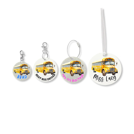 Personalized School Bus Keychain Or Bag Tag | Bus Driver Gift | Custom School Bus Driver Keychain | School Bus Driver Gift | Bus Bag Tag