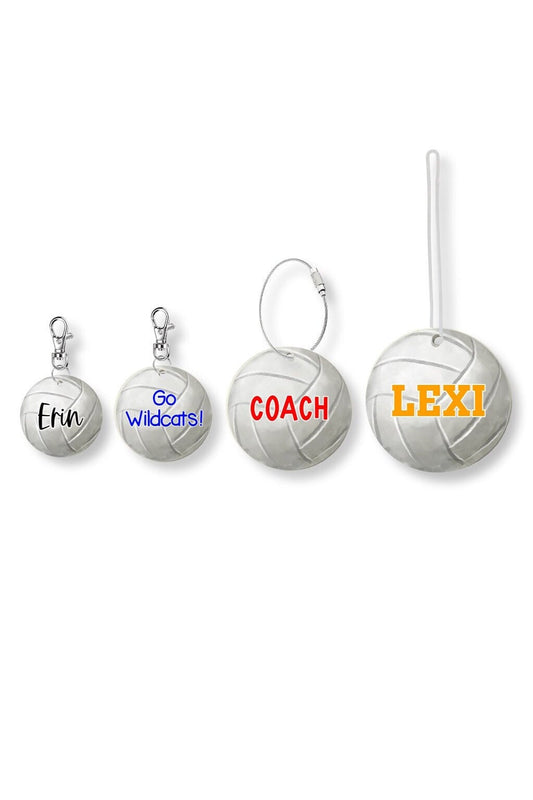 Personalized Volleyball Bag Tag | Doodle Style Volleyball Keychain | Volleyball Name Tag | Volleyball Bag Accessory | Team Gift | Coach Gift