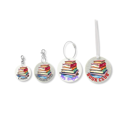 Personalized Book Lover Keychain Or Bag Tag - 4 Sizes | Reading Keychain | Custom Book Bag Tag | Book Club Gift | Custom Librarian Gift