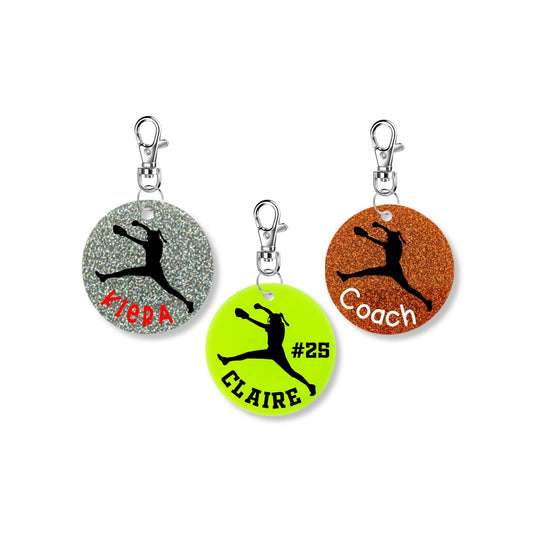 Personalized Softball Pitcher Keychain- 2 Inch, Custom Pitcher Bag Tag, Softball Pitcher Gift, Personalized Pitching Coach Gift, Senior Gift