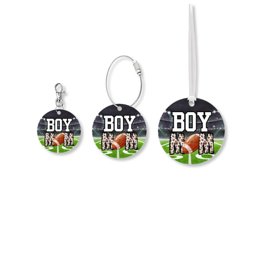 Custom Boy Mom Football Keychain | Gift for Football Mom | Boy Mom Accessory | Beach Bag Accessory | Boy Mom Bag Bling | Football Boy Mom