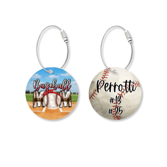 NEW DESIGN! Personalized 2 Sided Baseball Mom Bag Tag | Baseball Accessory | Baseball Mom Gift | Baseball Team Mom Gift | Custom Mom Gift