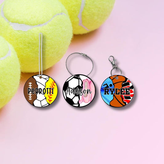 Personalized Multi Sport Keychain, Multi-Sport Bag Tag, Sport Mom Accessory, Multiple Sport Gift, Custom Gift For Senior, Athlete Gift